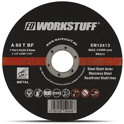 Immagine di Dischi Flex professionali FD Workstuff │ Confezione da 10 Diametro 115 mm, spessore 1 mm per Taglio e smerigliatrice angolare Acciaio inox in lamiera di ferro