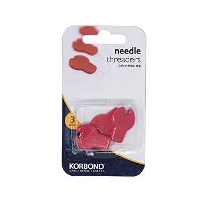 Immagine di KORBOND Confezione da Tre infila Aghi con tagliafilo Integrato Ideale per Creare, Cucire, Fare Impunture, riparazioni e Decorazioni , Argento, 4cm, 3 unità