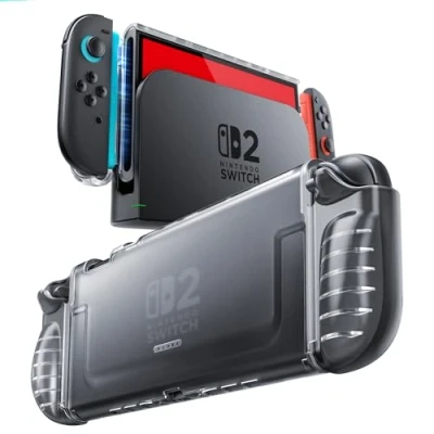 Immagine di mumba Cover Trasparente per Nintendo Switch 2 2025, Copertura Protettiva in Cristallo con Design JoyCon a Sgancio Rapido e Impugnatura TPU, Compatibile Console (Trasparente)