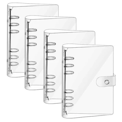 Immagine di 4 Pezzi ​Copertina Raccoglitore Anelli A5 Copertina Protettiva in PVC Trasparente per Notebook Ricaricabile a 6
