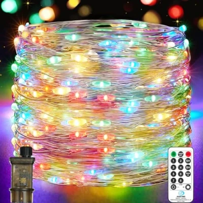 Immagine di led Stringa Luci, 23M 200 LEDs Lucine Decorative 8 Modalità Impermeabile con EU Spina, Telecomando, Timer e Dimmer per Interni Esterni, Natale, Halloween, Matrimonio (1 Pezzi, Multicolore)