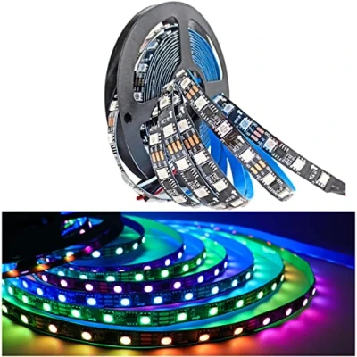 Immagine di Tesfish 12V WS2811 Striscia LED, RGB LED Pixel Strip 5m 300 LEDs IP30 PCB Nero Pieno di Colori Indirizzabile Individualmente Nastri Intelligente Esterna 1 Controllo IC 3 Strisce
