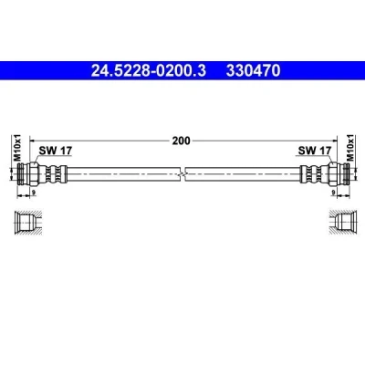 Immagine di ATE 24.5228 0200.3 Tubi Freno 200mm FIAT: Uno Hatchback, CITROËN: AX Hatchback