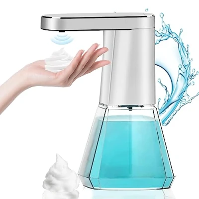 Immagine di dispenser di sapone automatico, 400 ml, erogatore elettrico con sensore, automatico in schiuma 3 livelli regolabili, No Touch per cucina bagno