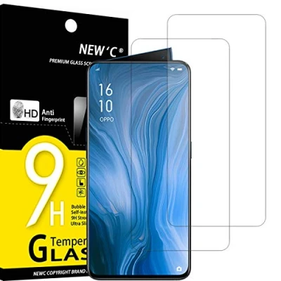 Immagine di NEW&#039;C 2 Pezzi, Vetro Temperato per Oppo Reno, Pellicola Prottetiva Anti Graffio, Impronte, Senza Bolle, Durezza 9H, 0,33mm Ultra Trasparente, Resistente