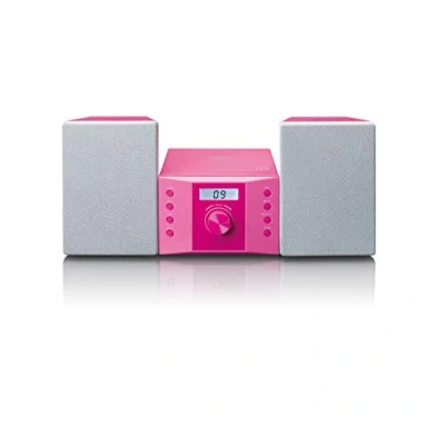Immagine di Lenco 810025 mc 013pk sistema stereo compatto per bambini con lettore cd e display lcd ingresso aux 2 x w rms adesivi rosa