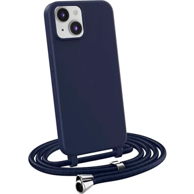 Immagine di MyGadget Cover per iPhone 13 Custodia con Corda Case Cordino Opaca Antiurto Laccio Tracolla Practical Stylish Blu Scuro