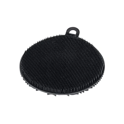 Immagine di WENKO Spugnetta in silicone Soft nero, set 2 spugne per piatti con superficie a rilievi, non graffia, occhiello e ventosa, lavabile lavastoviglie, spugna la casa igienica Ø 12 x 1 cm