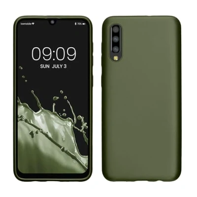 Immagine di kwmobile Custodia Compatibile con Samsung Galaxy A50 Cover Back Case Morbida Protezione in Silicone TPU Effetto Metallizzato verde metallico