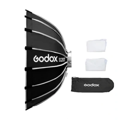 Immagine di Godox S120T Softbox per ombrello a sgancio rapido da 120 cm/47,2 pollici pieghevole professionale con supporto Bowen standard e diffusori studio fotografico Ritratto Streaming live