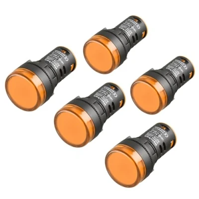 Immagine di Heschen 22 mm LED spia AD16 22D/s 12 VDC 20 mA giallo Colore luce 5 pezzi