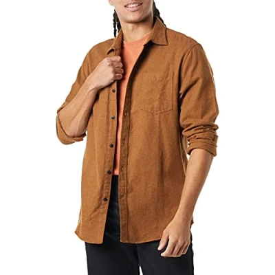 Immagine di Amazon Essentials Camicia in Flanella a Maniche Lunghe (Disponibile Taglie Extra Forti) Uomo, Marrone Toffee, S