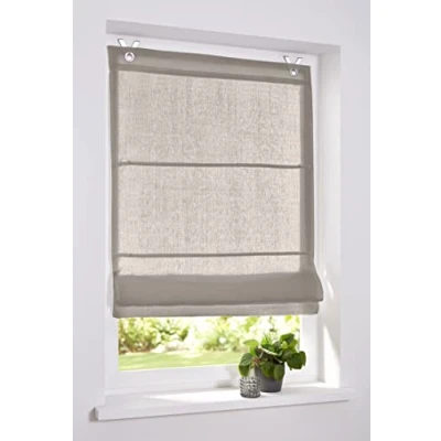 Immagine di Rollos &amp; More Tenda a Pacchetto Metis Lino Linen con Occhielli 45, 60, 80, 100 * 140 cm (Taglia 80 210 cm, Linen)