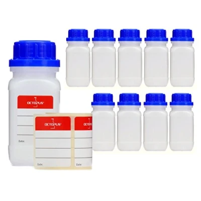 Immagine di 10 X Vasetto di bottiglie con tappo a vite, sostanze chimiche, Laboratorio Bottiglia Coperchio come contenitore per cucina laboratorio, o hobby, trasparente, 10x 100 ml