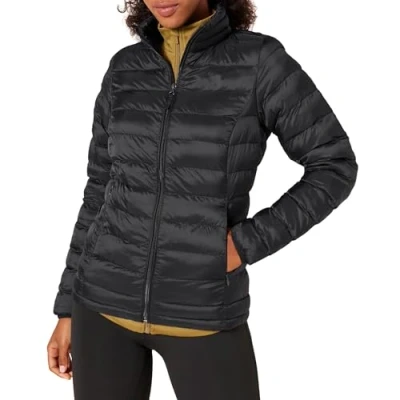 Immagine di Amazon Essentials Piumino Leggero a Maniche Lunghe Resistente all&#039;Acqua Ripiegabile (Disponibile in Taglie Forti) Donna, Nero, XL
