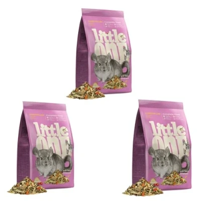 Immagine di Little One Alimento Completo per cincillà Confezione Tripla 3 x 400 g Progettato specificamente Le Esigenze nutrizionali dei Soddisfare Il fabbisogno di nutrienti