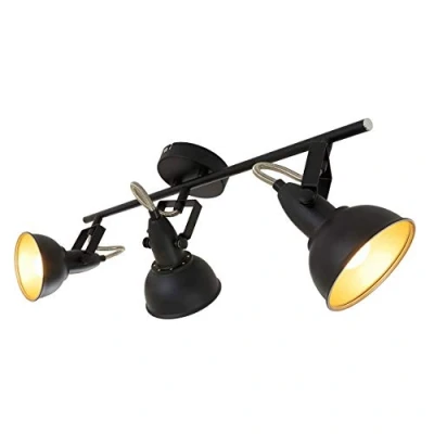 Immagine di Briloner Leuchten Faretti retro 3, vintage, orientabili, luci da soffitto, nero e oro, max. 40 W, montaggio E14, 55.4 x 18.1 10 cm (L A P)