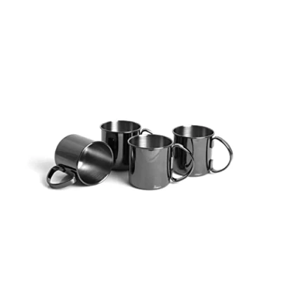 Immagine di ECHTWERK Set di 2 bicchieri infrangibili in rame acciaio inox Ideali per gin, vodka, birra e bevande fredde Confezione regalo Edizione nera 480 ml