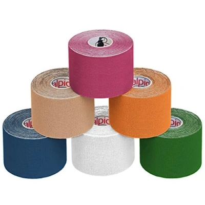 Immagine di ALPIDEX Nastro Kinesiologico Tanti Colori 1/3/ 6/12 Rotoli 5 m x 5,0 cm E Book Esempi Applicazione Tape Muscolare Cerotto, Colore:misto, Quantità:6 rotolo