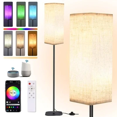 Immagine di ZWOOS Smart Piantana Lampada da Terra, WiFi RGB Lampade Terra Dimmerabile, Soggiorno 1600 Diecimila di Colori con Telecomando, APP Controllo, Compatibile Alexa e Google Home, 170 cm