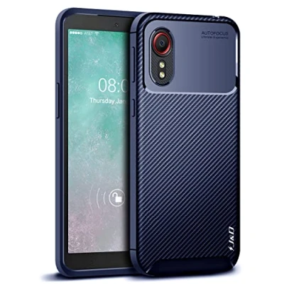 Immagine di J&amp;D Compatibile per Samsung Galaxy Xcover 5 Cover, Fibra Carbonio Pattern Goccia Protezione Paraurti Leggero Protettive TPU Sottile Custodia 5, Blu