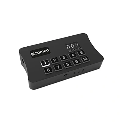 Immagine di Adam Hall Cameo DVC CUE Interfaccia da USB a DMX con fino 2048 canali e pannello di controllo illuminato, Nero