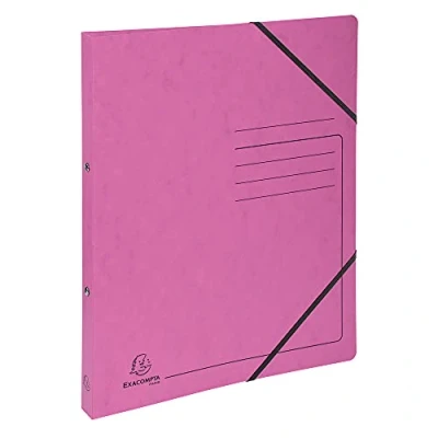Immagine di Exacompta 542557E 1 Raccoglitore in Cartoncino Lustré Stampato 355 g/mq Chiusura con Elastici Angolari 2 Anelli Tondi da 15 mm Dorso 20 F.to Esterno 25x32 cm per A4 Rosa