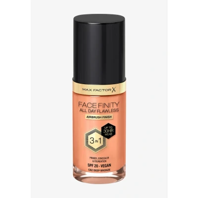 Immagine di Max Factor Fondotinta Facefinity All Day Flawless Correttore, liquido e primer viso 3 in 1, Formula vegan, Copertura modulabile, Tenuta fino a 30 ore, SPF20 C82 Deep Bronze, ml