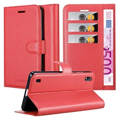 Immagine di Cadorabo Custodia Libro per Samsung Galaxy A10 in ROSSO CARMINIO con Vani di Carte, Funzione Stand e Chiusura Magnetica Portafoglio Cover Case Wallet Book Etui Protezione