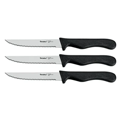 Immagine di Metaltex Set 3 coltelli Carne &#039;Basic&#039;, Acciaio Inossidabile, Nero/Argento, Estandar