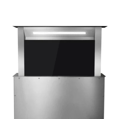 Immagine di Cappa aspirante 60 cm Downdraft acciaio inossidabile vetro nero auto spegnimento Operazione di tocco DRAFT600