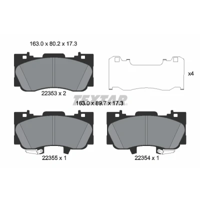 Immagine di TEXTAR 2235301 Kit pastiglie freno con segnalatore acustico usura accessori FORD USA: Mustang Mk6 Coupe