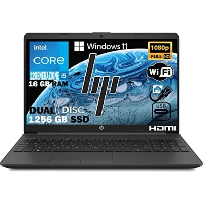 Immagine di HP 250 G9 Notebook intel core i5 1235U 12Th fino a 4,40Ghz, Ram 16Gb Ddr4,Ssd Nvme 256Gb + HDD 1TB,Display 15.6&quot; FULL HD,Pc portatile Windows 11 Pro
