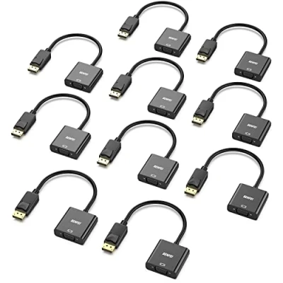 Immagine di BENFEI Adattatore DisplayPort a VGA 10 Confezioni, Unidirezionale Computer Monitor 1080P, DP (Display Port) maschio femmina Convertitore per Lenovo Dell HP Asus