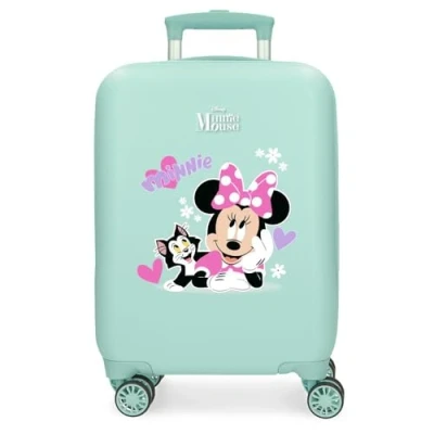 Immagine di Disney Valigia per bambini rigida Chiusura a combinazione Laterale 4 ruote Bagagli Mano è realizzato in ABS, un materiale rigido e leggero., Minnie &amp; ro, cabina