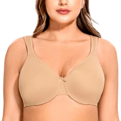 Immagine di MELENECA Reggiseno Donna Minimizer Senza Cuciture, Sfoderato, Confortevole per Taglie Forti con Ferretto Mandorla 6F