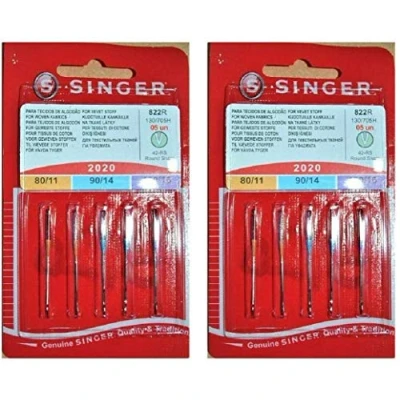 Immagine di Aghi singer per macchina da cucire 2020 tessuti di cotone 822r 10 pezzi assortito 80/100