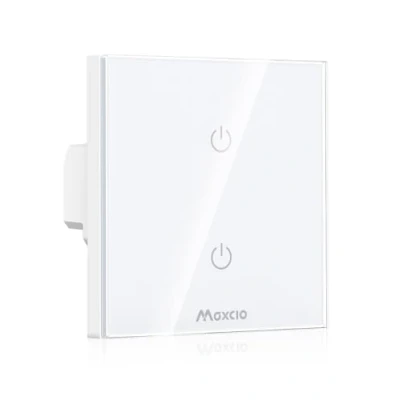 Immagine di Interruttore WiFi, Maxcio a Parete Intelligente Compatibile con Alexa Echo e Google Home, di Illuminazione Senza Fili, Funzione Timer (Linea Neutra Richiesta) 2 Canali