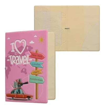 Immagine di kwmobile Custodia per Passaporto Porta con Chiusura di Sicurezza ad Elastico Protezione Documenti Bianco/Verde/Rosa Chiaro