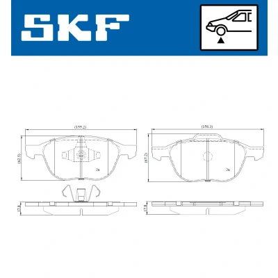 Immagine di SKF VKBP 80262 Kit pastiglie freno Non predisposto per contatto segnalazione usura VOLVO: V40 Hatchback, Van / Hatchback