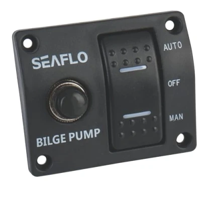Immagine di SEAFLO Pannello interruttore pompa di sentina a 3 vie (automatico spento) 12 V 24 con automatico 15A integrato