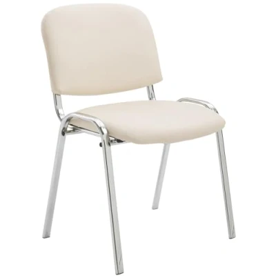 Immagine di CLP Sedia Ospite Ken C Imbottita I Attesa In Similpelle E Metallo Cromato Impilabile Carico Max 120 KG, Colore:crema