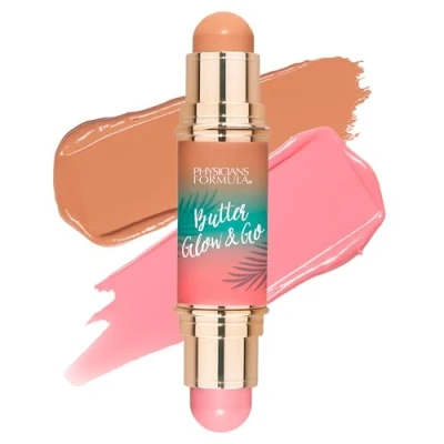 Immagine di Physicians Formula Butter Glow &amp; Go, Stick Trucco Multiuso a Doppia Estremità per Guance, Occhi e Labbra, Tonalità Complementari Abbronzatura, Contorno Fard, Beachy Pink