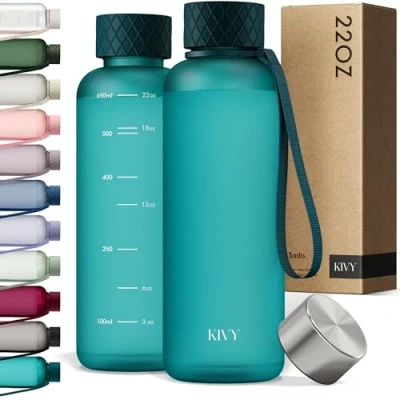 Immagine di KIVY borraccia da 650 ml, senza BPA, a prova di perdite e lavabile in lavastoviglie, per bambini adulti, piccola, Tritan, adatta anidride carbonica