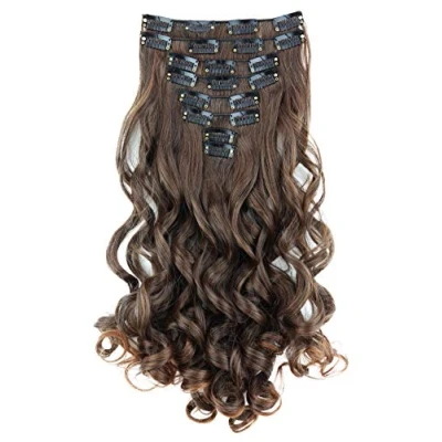 Immagine di CAISHA XXL Set Da 8 Parti Clip In Extensions Extension Per Capelli Parrucchino Voluminosamente Ondulato Miscela Marrone CES116 1