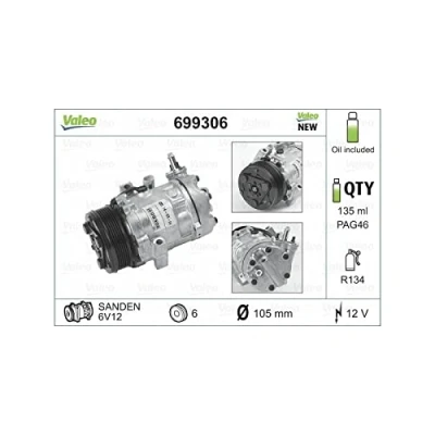 Immagine di VALEO NEW ORIGINAL PART 699306 compressore Aria Condizionata SD6V12 12 PAG 46 R 134a con olio OPEL: Zafira A, Meriva A