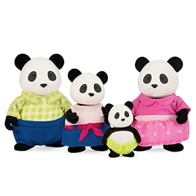 Immagine di Li&#039;l Woodzeez 6154M Skyhopper Panda Family Set da 5 pezzi con statuette in miniatura e libro Giocattoli di animali accessori Acc per bambini dai 3 anni su, multicolore