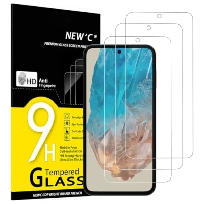 Immagine di NEW&#039;C 3 Pezzi, Vetro Temperato per Samsung Galaxy M35 5G, Pellicola Prottetiva, Senza Bolle, Durezza 9H, 0,33mm Ultra Trasparente, Resistente