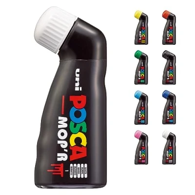 Immagine di POSCA uni ball 183201 Marker MOP&#039;R PCM 22, punta rotonda 3 19 mm, bianco, 1 pezzo, forma ergonomica