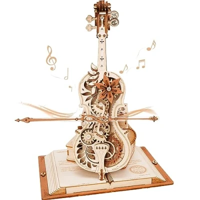 Immagine di Robotime Cello Carillon, Colore Legno Bianco, AMK63